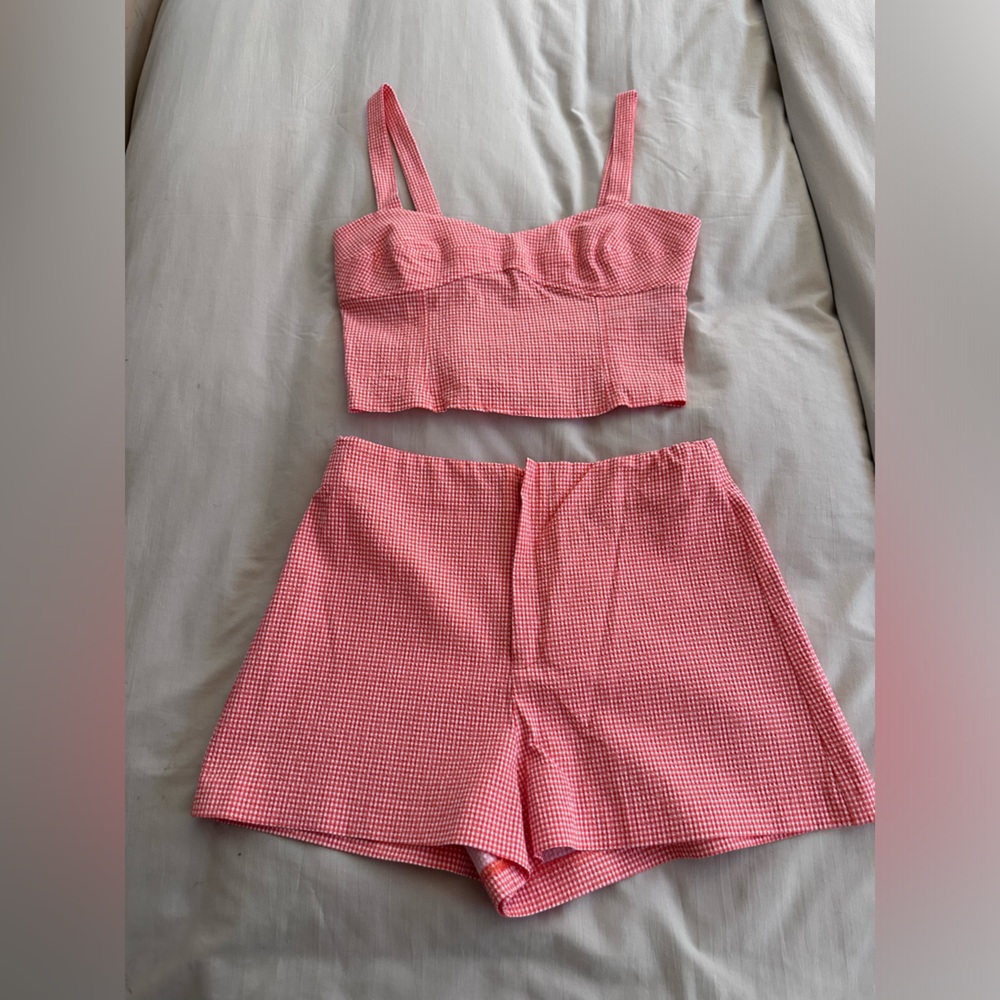 Orange Gingham Zara Short Set